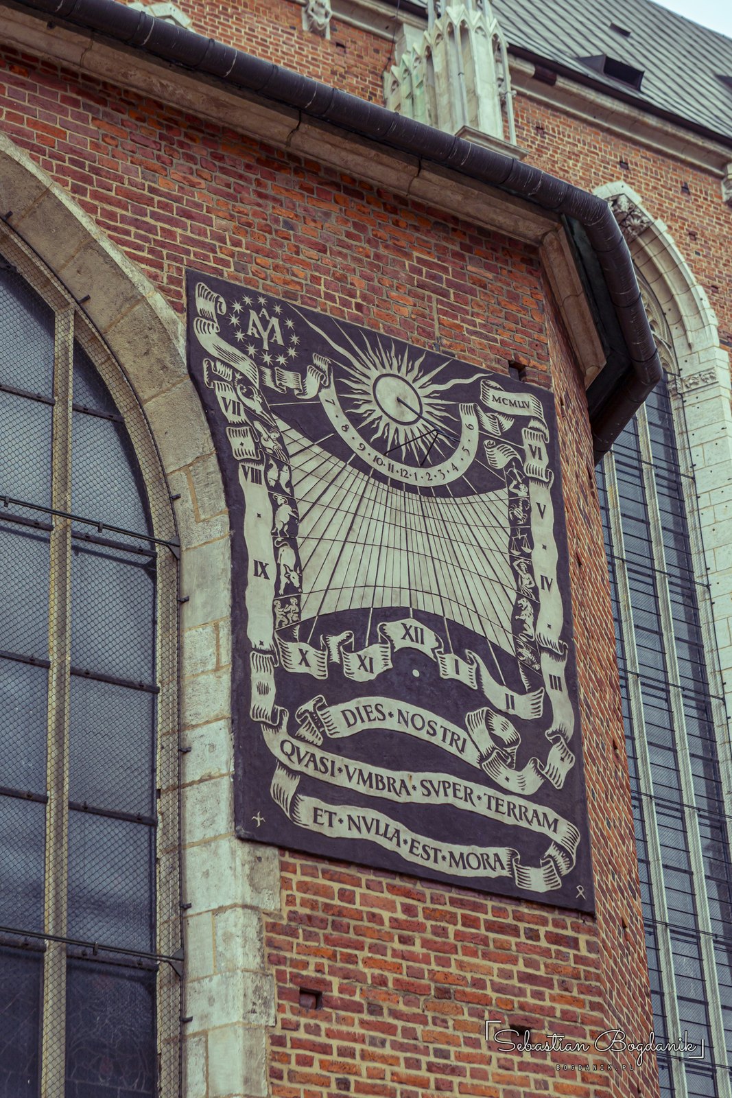 The sundial on the wall of St Mary’s Basilica.
