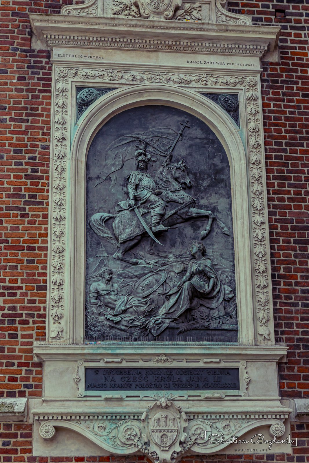 A relief of King Jan III Sobieski on the wall of St Mary’s Basilica, commemorating the victory at Vienna in 1683.