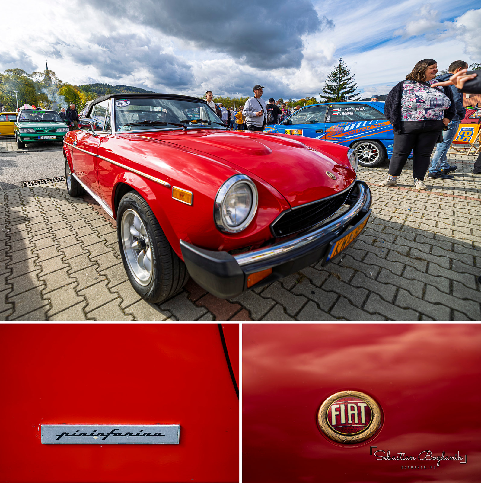 The Fiat 124 Sport Spider, a two-seater penned by Pininfarina, as the script badge proudly notes