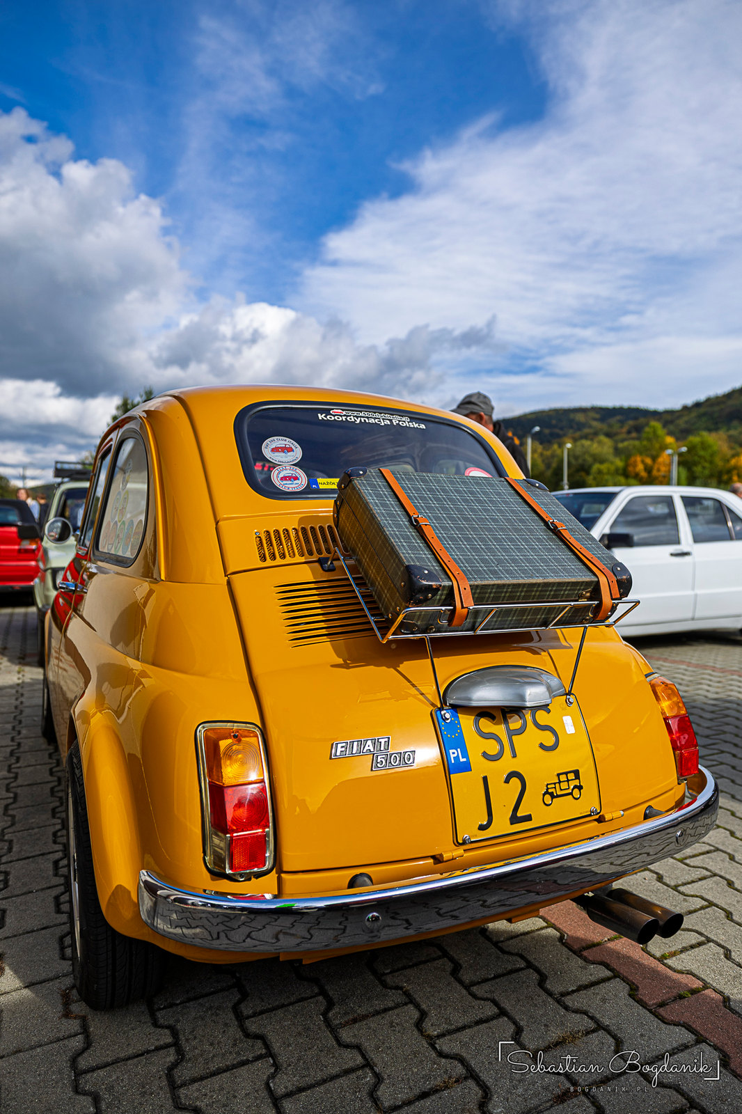 The original Fiat 500 in L (Lusso) trim, the “luxury” version with chrome bumper bars